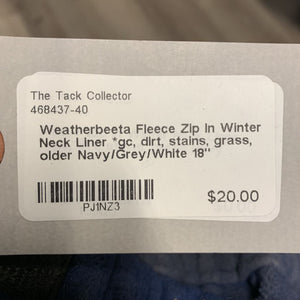 Fleece Zip In Winter Neck Liner *gc, dirt, stains, grass, older