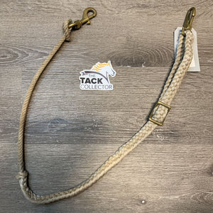 Lariat & Braided Cotton Rope Tie Down, 2 Brass snaps *gc, rubs, oxidize, stiff, dingy, stains, discolored, older