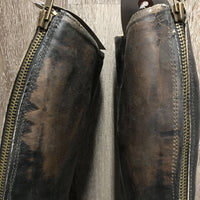 Pr Dress Boots, High Aftermarket Zips *fair, loose heel, older, rubbed, faded, v.stained inside, cracked soles & creases
