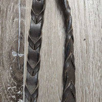 Rsd Bridle & Narrow Braided Reins *vgc, v.stiff, twisted, dirty, edge scrapes, v.loose keepers & hooks