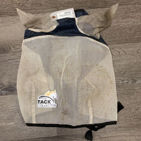 Stiff Mesh Fly Mask *fair, dirt/stains, sm hole, stretched elastic, older, unstitched velcro

