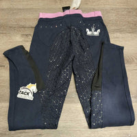 JUNIORS Sticky Full Seat Breeches, bling *vgc, clean, hair, mnr faded & discolored spots