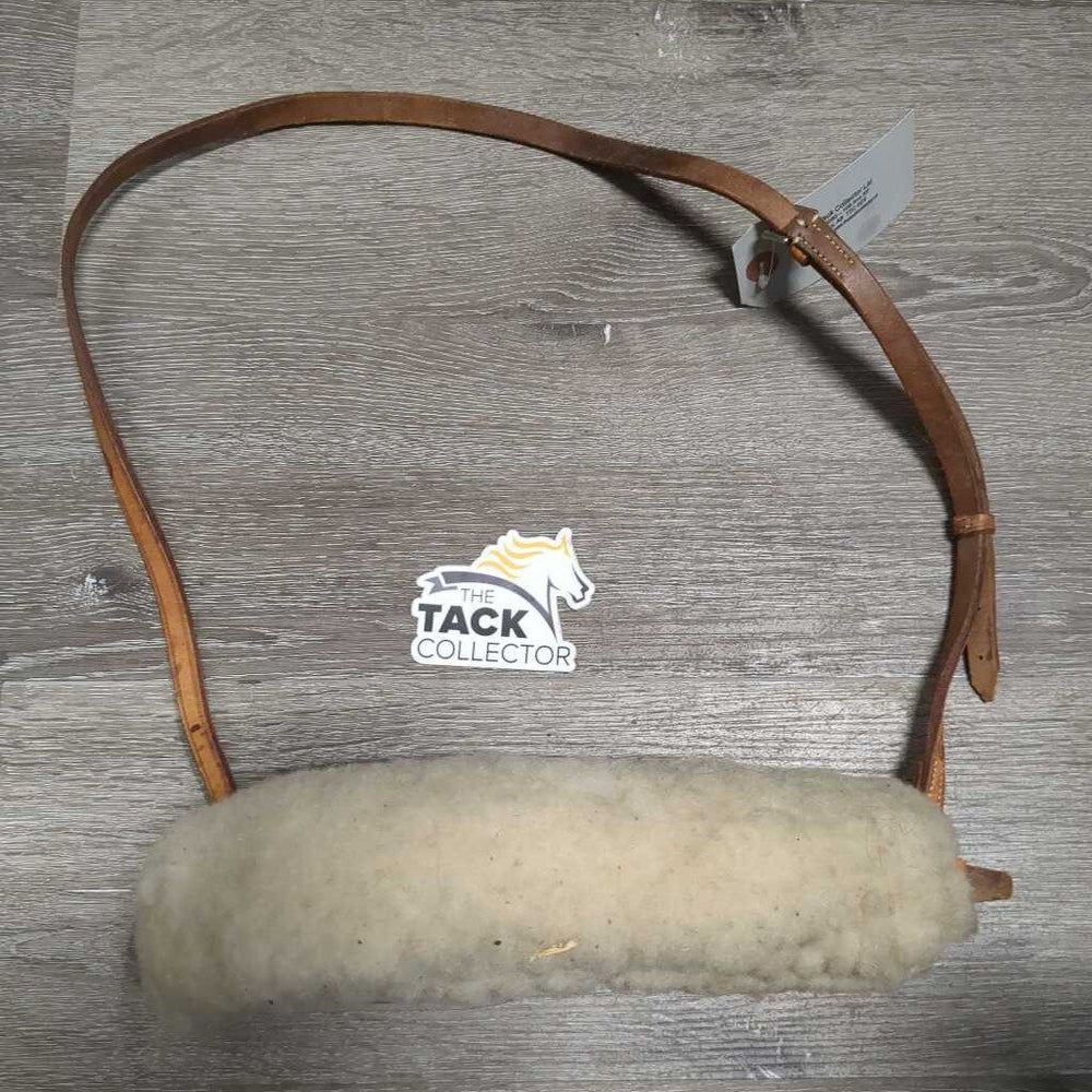 Sheepskin Shadow Roll, Narrow Leather Noseband *gc, older, mnr dirt, stains, clumps, creases, dry