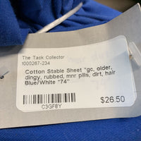 Cotton Stable Sheet *gc, older, dingy, rubbed, mnr pills, dirt, hair

