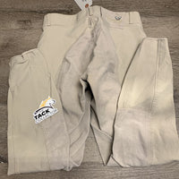 Full Seat Breeches *gc, mnr seat stains/puckering, seam puckers, mnr discolored/stained seat & legs, older
