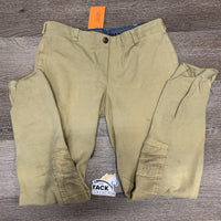 Hvy Cotton Breeches, Pull On *fair, older, pulled seams, stains, rubs, stained/discolored legs & seat
