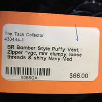 Bomber Style Puffy Vest, Zipper *vgc, mnr clumpy, loose threads & shiny
