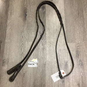Thick Rsd Leather Braided Reins *fair, older, dry, rubs, v.stiff, dry, v.dirty, stains, rubs, loose/stretched lace