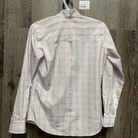 LS Show Shirt, 2 Button Collars *older, gc, seam puckers, bubbled collar & lining
