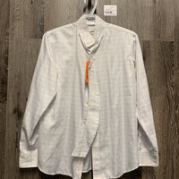 LS Show Shirt, 1 Button Collar *gc, older, snags, seam puckers, frayed collar edge