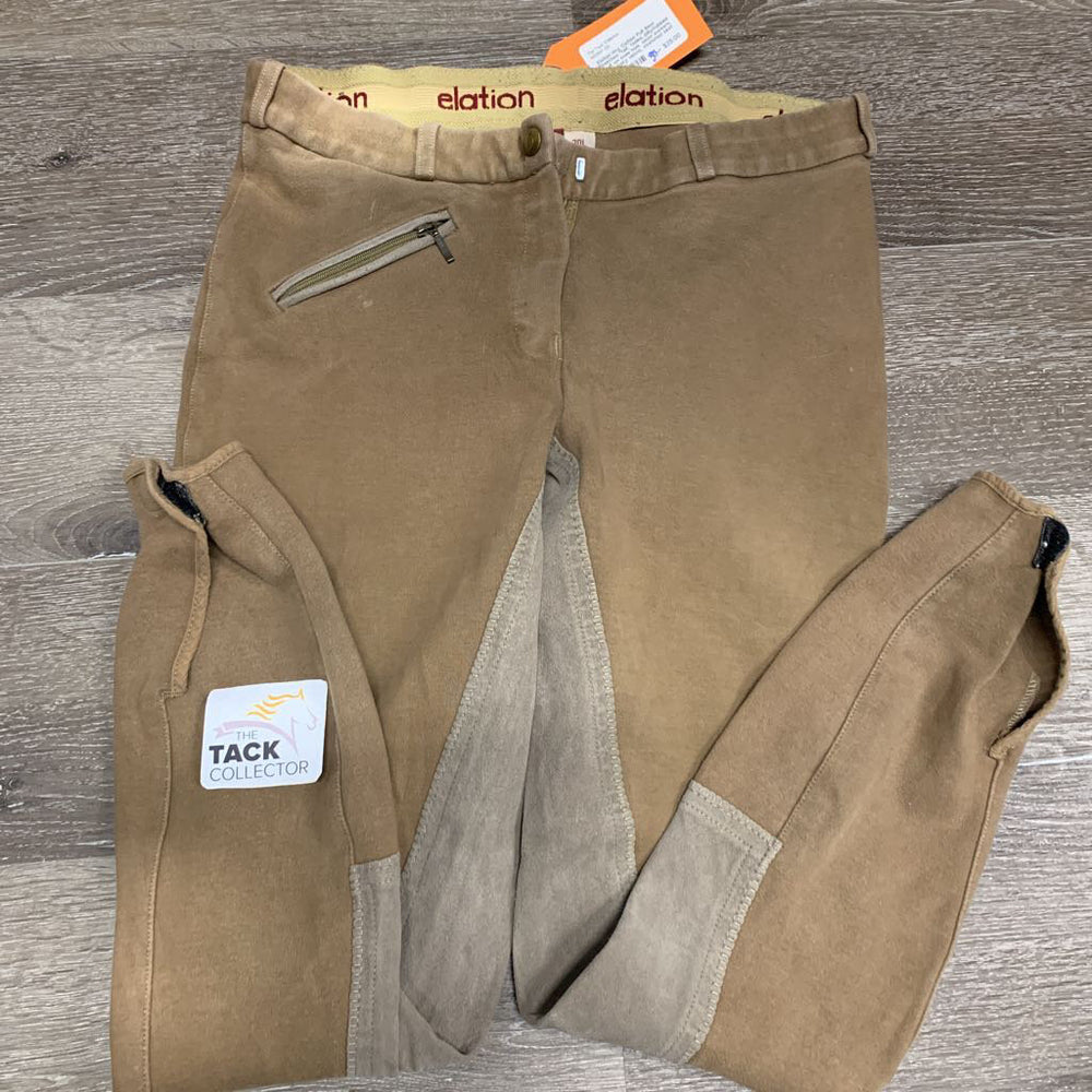 Hvy Cotton Full Seat Breeches *fair, faded, pilly/rubbed seat, sm knee hole, seam puckers, older, hairy velcro, stretched seat