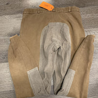 Hvy Cotton Full Seat Breeches *fair, faded, pilly/rubbed seat, sm knee hole, seam puckers, older, hairy velcro, stretched seat