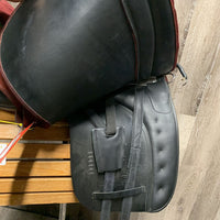 18" M/W Wither *W/XW *5.5 Zaldi Altras Equitation Saddle, Navy Cotton Zaldi Cover, 2x Billet Guards, Full Suede, Wool Flocking, Rear Gusset Panels, Long Front Blocks, Flaps: 16.5"l x 11.5"w Serial #: 180393