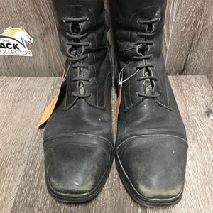 Pr Zip Up Field Boots *fair, rubs, faded, v.scuffed toes, scratches, sticky/stiff zippers, repairs, rips, dirt