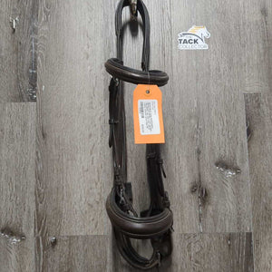 Rsd/Padded Monocrown Bridle, Crank, buckles *No Reins, vgc, mnr rubs, dirt & faded, creases, loose logo