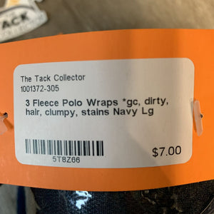 3 Fleece Polo Wraps *gc, dirty, hair, clumpy, stains