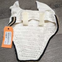 Crochet Ear Bonnet Fly Veil, 2x piping *gc, curled edge, fuzzy, clean