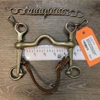 High Port SS Pelham, curb chain, lip strap *gc, scratches, stains, older, scrapes