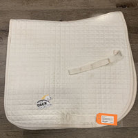 Quilt Dressage Saddle Pad, "Pony Club" embroidery, tabs *gc, stained/dingy, hair, puckers