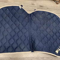Quilt Dressage Saddle Pad, embroidered, 2x piping *gc, lint, faded, hair, rubs
