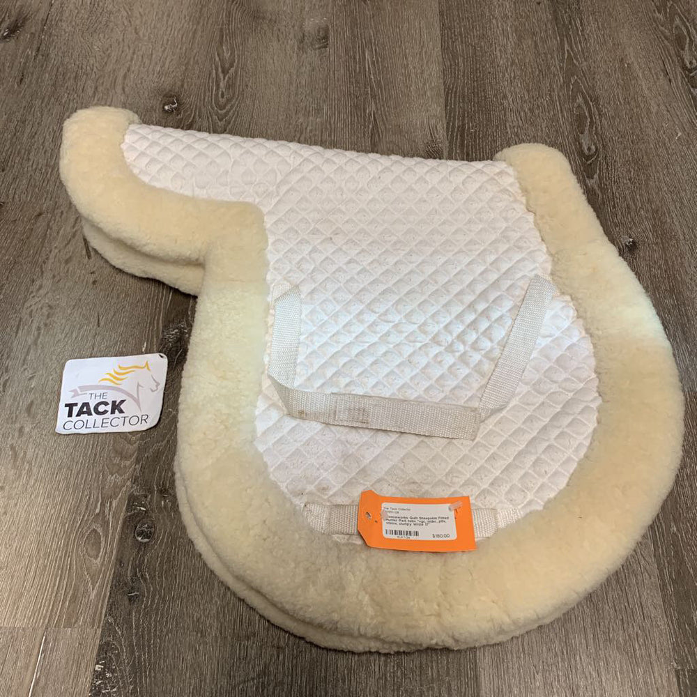 Quilt Sheepskin Fitted Hunter Pad, tabs *vgc, older, pills, stains, clumpy