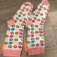 Pr Thick Short Cotton Socks "Donut" *pills, clean, mnr stains, rubs
