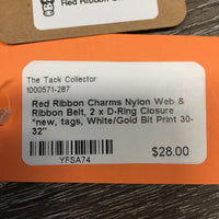 Nylon Web & Ribbon Belt, 2 x D-Ring Closure *new, tags