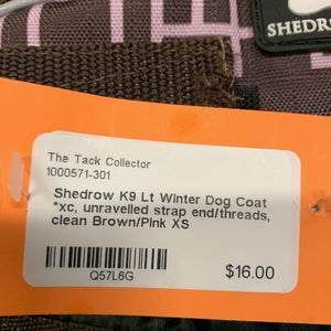 Lt Winter Dog Coat *xc, unravelled strap end/threads, clean