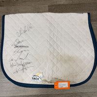 Thin Quilted Baby Pad, autographs, embroidered *gc, stained, mnr hair
