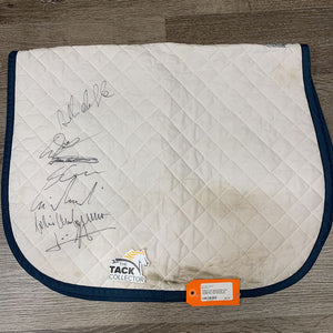 Thin Quilted Baby Pad, autographs, embroidered *gc, stained, mnr hair