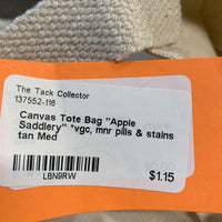 Canvas Tote Bag "Apple Saddlery" *vgc, mnr pills & stains