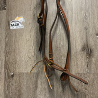 Light Narrow Leather Headstall, laces *xc, stiff, loose browband lace, mnr scraped edges
