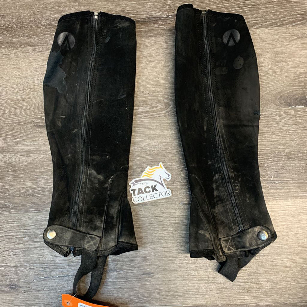 Pr Micro Suede Half Chaps *v.dirty, peeling, faded, pilly edges