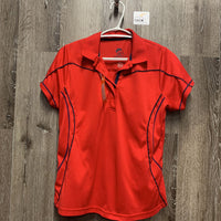 SS Polo Shirt, 1/4 Button Up *gc, mnr snags, twisted piping, mnr thread
