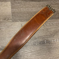 Thin Padded Leather Girth, 1x els *gc, dirt, scrapes, stretched els, stains, faded