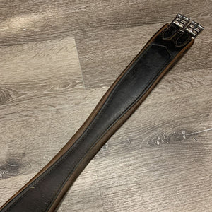 Thick Padded Leather Girth, 1x els *v.dirty, scrapes, elastic rubs, scratches, curled ends, fair/gc