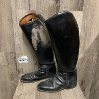 Pr Dressage Boots, Pull On *older, scratches, rubs/thin spots, gc, mnr dirt, scuffs, loose/missing stitches, heel rubs
