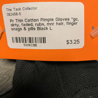 Pr Thin Cotton Pimple Gloves *gc, dirty, faded, rubs, mnr hair, finger snags & pills