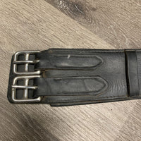 Thin Padded Leather Dressage Girth *older, folds/bumpy lining, gc, clean, hairy edges & seams, rubs