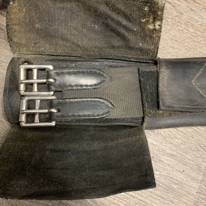 3 Fold Dressage Girth, velcro buckle covers *older, clean, hairy velcro, folded/creased & cracks, discolored