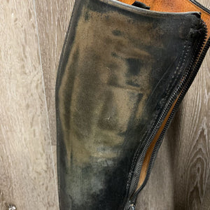 Pr Dressage Boots, Zips, Pr metal forms *older, creases, rubs/faded, scratches, Aftermarket Zips: stiff