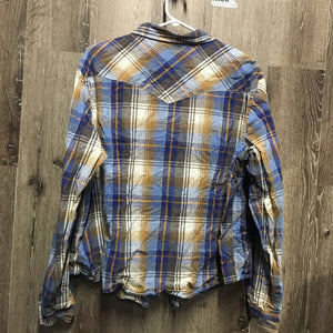 LS Western Shirt, snaps *gc, wrinkled, seam puckers, curled edges & collar