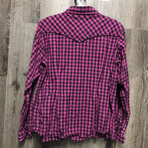 LS Western Shirt, snaps *gc, wrinkled, seam puckers, curled edges, hairy