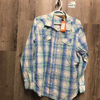 LS Western Shirt, snaps *gc, wrinkled, seam puckers, mnr curled edges