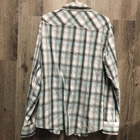 MENS LS Western Shirt, snaps *gc, wrinkled, seam puckers, older, curled edges