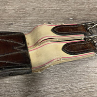 Padded Leather Girth, 2x els *fair, older, torn/cut elastic edges, v.dirty, scratches, hairy seams, v.creased