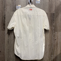 MENS SS Show Shirt, Canada Flag on Back *gc, older, crinkles, seam puckers, faded logo