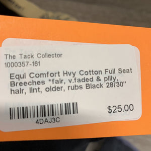 Hvy Cotton Full Seat Breeches *fair, v.faded & pilly, hair, lint, older, rubs