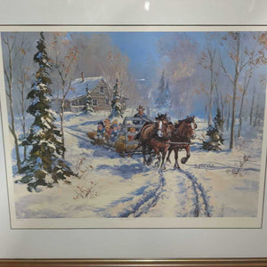 "Hay Sleigh Kids" #556/1200 & "Water Pump Kids" #637/1200 by Georgia Jarvis, Framed & Matted *vgc, mnr scratches/dings & ripped back
