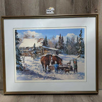 "Hay Sleigh Kids" #556/1200 & "Water Pump Kids" #637/1200 by Georgia Jarvis, Framed & Matted *vgc, mnr scratches/dings & ripped back
